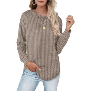 imageXIEERDUO Womens Sweatshirts Crewneck Loose Fitting Tops For Women Long Sleeve Shirts Pullover02kcoffee