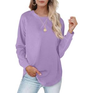 imageXIEERDUO Womens Sweatshirts Crewneck Loose Fitting Tops For Women Long Sleeve Shirts Pullover02ppurple
