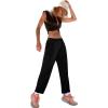 imageXIEERDUO Black Cargo Pants Women High Waisted Joggers Flowy Baggy Trousers with Side Pocket L