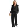 imageXIEERDUO Lounge Sets For Women 2024 Half Zip Sweatshirt And Wide Leg Sweatpant 2 Piece Outfits Sweatsuit Tracksuit01black