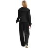 imageXIEERDUO Lounge Sets For Women 2024 Half Zip Sweatshirt And Wide Leg Sweatpant 2 Piece Outfits Sweatsuit Tracksuit01black