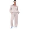 imageXIEERDUO Lounge Sets For Women 2024 Half Zip Sweatshirt And Wide Leg Sweatpant 2 Piece Outfits Sweatsuit Tracksuit02khaki