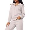 imageXIEERDUO Lounge Sets For Women 2024 Half Zip Sweatshirt And Wide Leg Sweatpant 2 Piece Outfits Sweatsuit Tracksuit02khaki