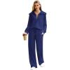 imageXIEERDUO Lounge Sets For Women 2024 Half Zip Sweatshirt And Wide Leg Sweatpant 2 Piece Outfits Sweatsuit Tracksuit03navy Blue