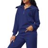 imageXIEERDUO Lounge Sets For Women 2024 Half Zip Sweatshirt And Wide Leg Sweatpant 2 Piece Outfits Sweatsuit Tracksuit03navy Blue