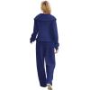 imageXIEERDUO Lounge Sets For Women 2024 Half Zip Sweatshirt And Wide Leg Sweatpant 2 Piece Outfits Sweatsuit Tracksuit03navy Blue