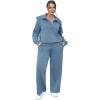 imageXIEERDUO Lounge Sets For Women 2024 Half Zip Sweatshirt And Wide Leg Sweatpant 2 Piece Outfits Sweatsuit Tracksuit05haze Blue