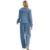 imageXIEERDUO Lounge Sets For Women 2024 Half Zip Sweatshirt And Wide Leg Sweatpant 2 Piece Outfits Sweatsuit Tracksuit05haze Blue