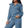 imageXIEERDUO Lounge Sets For Women 2024 Half Zip Sweatshirt And Wide Leg Sweatpant 2 Piece Outfits Sweatsuit Tracksuit05haze Blue