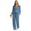 imageXIEERDUO Lounge Sets For Women 2024 Half Zip Sweatshirt And Wide Leg Sweatpant 2 Piece Outfits Sweatsuit Tracksuit05haze Blue