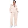imageXIEERDUO Lounge Sets For Women 2024 Half Zip Sweatshirt And Wide Leg Sweatpant 2 Piece Outfits Sweatsuit Tracksuit06apricot