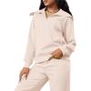 imageXIEERDUO Lounge Sets For Women 2024 Half Zip Sweatshirt And Wide Leg Sweatpant 2 Piece Outfits Sweatsuit Tracksuit06apricot