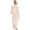 imageXIEERDUO Lounge Sets For Women 2024 Half Zip Sweatshirt And Wide Leg Sweatpant 2 Piece Outfits Sweatsuit Tracksuit06apricot
