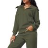 imageXIEERDUO Lounge Sets For Women 2024 Half Zip Sweatshirt And Wide Leg Sweatpant 2 Piece Outfits Sweatsuit Tracksuit07dark Green