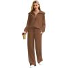 imageXIEERDUO Lounge Sets For Women 2024 Half Zip Sweatshirt And Wide Leg Sweatpant 2 Piece Outfits Sweatsuit Tracksuit09brown