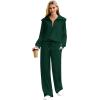 imageXIEERDUO Lounge Sets For Women 2024 Half Zip Sweatshirt And Wide Leg Sweatpant 2 Piece Outfits Sweatsuit Tracksuit10deep Green
