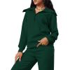 imageXIEERDUO Lounge Sets For Women 2024 Half Zip Sweatshirt And Wide Leg Sweatpant 2 Piece Outfits Sweatsuit Tracksuit10deep Green