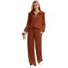 imageXIEERDUO Lounge Sets For Women 2024 Half Zip Sweatshirt And Wide Leg Sweatpant 2 Piece Outfits Sweatsuit Tracksuit12caramel