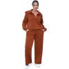 imageXIEERDUO Lounge Sets For Women 2024 Half Zip Sweatshirt And Wide Leg Sweatpant 2 Piece Outfits Sweatsuit Tracksuit12caramel
