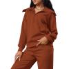imageXIEERDUO Lounge Sets For Women 2024 Half Zip Sweatshirt And Wide Leg Sweatpant 2 Piece Outfits Sweatsuit Tracksuit12caramel