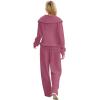 imageXIEERDUO Lounge Sets For Women 2024 Half Zip Sweatshirt And Wide Leg Sweatpant 2 Piece Outfits Sweatsuit Tracksuit13carmine