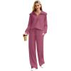 imageXIEERDUO Lounge Sets For Women 2024 Half Zip Sweatshirt And Wide Leg Sweatpant 2 Piece Outfits Sweatsuit Tracksuit13carmine