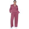 imageXIEERDUO Lounge Sets For Women 2024 Half Zip Sweatshirt And Wide Leg Sweatpant 2 Piece Outfits Sweatsuit Tracksuit13carmine