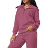 imageXIEERDUO Lounge Sets For Women 2024 Half Zip Sweatshirt And Wide Leg Sweatpant 2 Piece Outfits Sweatsuit Tracksuit13carmine