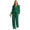 imageXIEERDUO Lounge Sets For Women 2024 Half Zip Sweatshirt And Wide Leg Sweatpant 2 Piece Outfits Sweatsuit Tracksuit14green