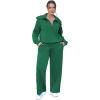 imageXIEERDUO Lounge Sets For Women 2024 Half Zip Sweatshirt And Wide Leg Sweatpant 2 Piece Outfits Sweatsuit Tracksuit14green