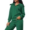 imageXIEERDUO Lounge Sets For Women 2024 Half Zip Sweatshirt And Wide Leg Sweatpant 2 Piece Outfits Sweatsuit Tracksuit14green