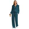 imageXIEERDUO Lounge Sets For Women 2024 Half Zip Sweatshirt And Wide Leg Sweatpant 2 Piece Outfits Sweatsuit Tracksuit15teal