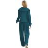 imageXIEERDUO Lounge Sets For Women 2024 Half Zip Sweatshirt And Wide Leg Sweatpant 2 Piece Outfits Sweatsuit Tracksuit15teal