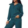 imageXIEERDUO Lounge Sets For Women 2024 Half Zip Sweatshirt And Wide Leg Sweatpant 2 Piece Outfits Sweatsuit Tracksuit15teal