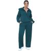 imageXIEERDUO Lounge Sets For Women 2024 Half Zip Sweatshirt And Wide Leg Sweatpant 2 Piece Outfits Sweatsuit Tracksuit15teal