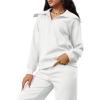 imageXIEERDUO Lounge Sets For Women 2024 Half Zip Sweatshirt And Wide Leg Sweatpant 2 Piece Outfits Sweatsuit Tracksuit16white