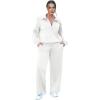 imageXIEERDUO Lounge Sets For Women 2024 Half Zip Sweatshirt And Wide Leg Sweatpant 2 Piece Outfits Sweatsuit Tracksuit16white