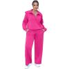 imageXIEERDUO Lounge Sets For Women 2024 Half Zip Sweatshirt And Wide Leg Sweatpant 2 Piece Outfits Sweatsuit Tracksuit17pink
