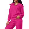imageXIEERDUO Lounge Sets For Women 2024 Half Zip Sweatshirt And Wide Leg Sweatpant 2 Piece Outfits Sweatsuit Tracksuit17pink