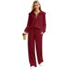 imageXIEERDUO Lounge Sets For Women 2024 Half Zip Sweatshirt And Wide Leg Sweatpant 2 Piece Outfits Sweatsuit Tracksuit18wine Red