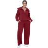 imageXIEERDUO Lounge Sets For Women 2024 Half Zip Sweatshirt And Wide Leg Sweatpant 2 Piece Outfits Sweatsuit Tracksuit18wine Red