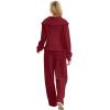imageXIEERDUO Lounge Sets For Women 2024 Half Zip Sweatshirt And Wide Leg Sweatpant 2 Piece Outfits Sweatsuit Tracksuit18wine Red