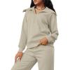 imageXIEERDUO Lounge Sets For Women 2024 Half Zip Sweatshirt And Wide Leg Sweatpant 2 Piece Outfits Sweatsuit Tracksuit19light Khaki