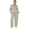 imageXIEERDUO Lounge Sets For Women 2024 Half Zip Sweatshirt And Wide Leg Sweatpant 2 Piece Outfits Sweatsuit Tracksuit19light Khaki
