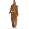 imageXIEERDUO Lounge Sets For Women 2024 Half Zip Sweatshirt And Wide Leg Sweatpant 2 Piece Outfits Sweatsuit Tracksuit20coffee