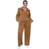 imageXIEERDUO Lounge Sets For Women 2024 Half Zip Sweatshirt And Wide Leg Sweatpant 2 Piece Outfits Sweatsuit Tracksuit20coffee