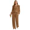 imageXIEERDUO Lounge Sets For Women 2024 Half Zip Sweatshirt And Wide Leg Sweatpant 2 Piece Outfits Sweatsuit Tracksuit20coffee
