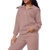imageXIEERDUO Lounge Sets For Women 2024 Half Zip Sweatshirt And Wide Leg Sweatpant 2 Piece Outfits Sweatsuit Tracksuit22pink