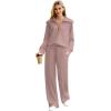 imageXIEERDUO Lounge Sets For Women 2024 Half Zip Sweatshirt And Wide Leg Sweatpant 2 Piece Outfits Sweatsuit Tracksuit22pink