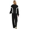 imageXIEERDUO Lounge Sets For Women 2024 Half Zip Sweatshirt And Wide Leg Sweatpant 2 Piece Outfits Sweatsuit TracksuitColor Block Black